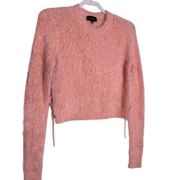 Majorelle Majorie Pink Sweater Fuzzy Crop with Side Ties Size Small - Picture 10 of 13
